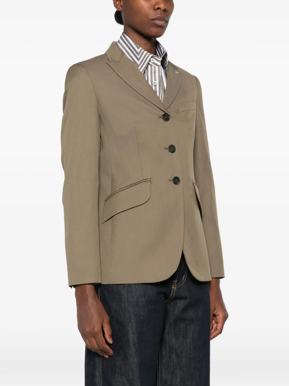 Max Mara Single-breasted Blazer In Green