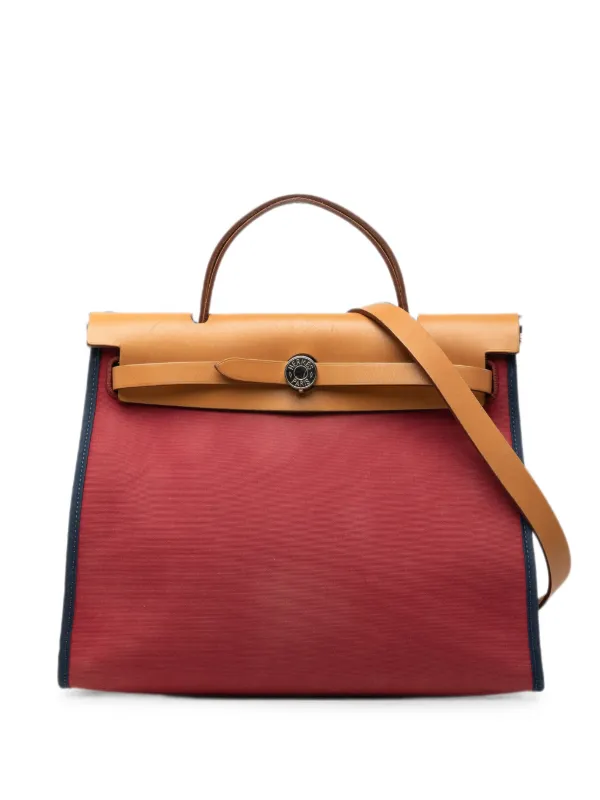 Hermès Pre-owned 2014 Toile Herbag Zip 31 Satchel in Red
