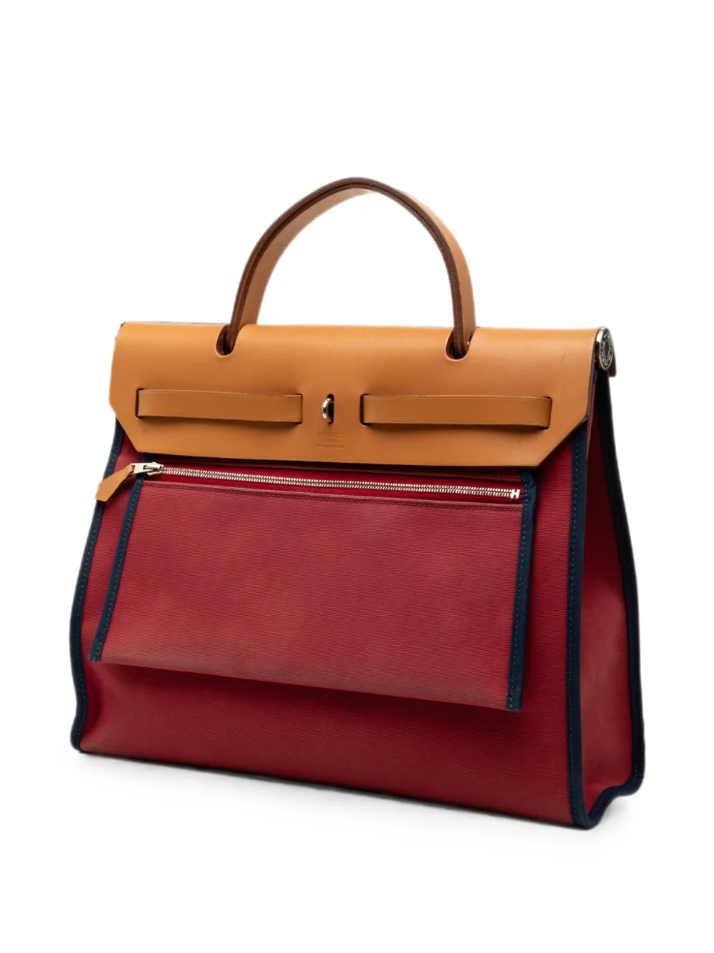 Hermès Pre-owned 2014 Toile Herbag Zip 31 Satchel in Red, view 3