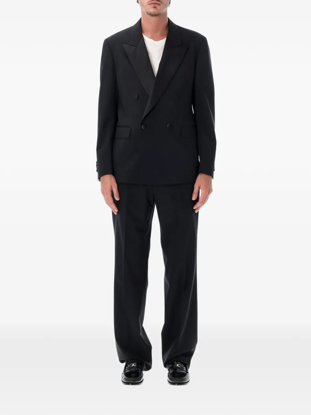 Lardini double-breasted peak-lapel suit - Nero