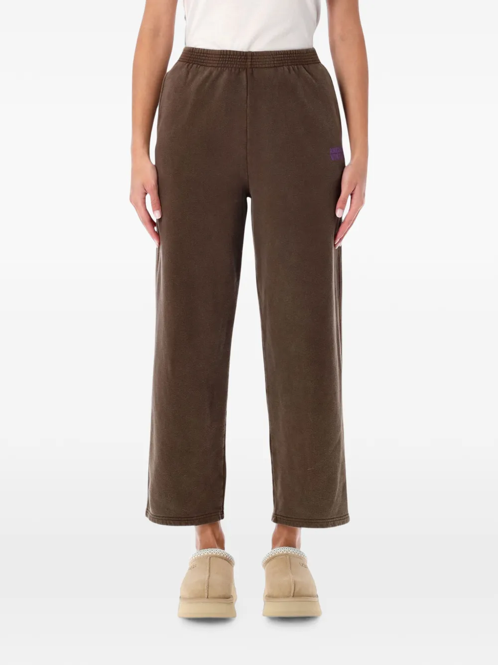 American Vintage Pantaloni sportivi Plizzy con stampa logo - Marrone