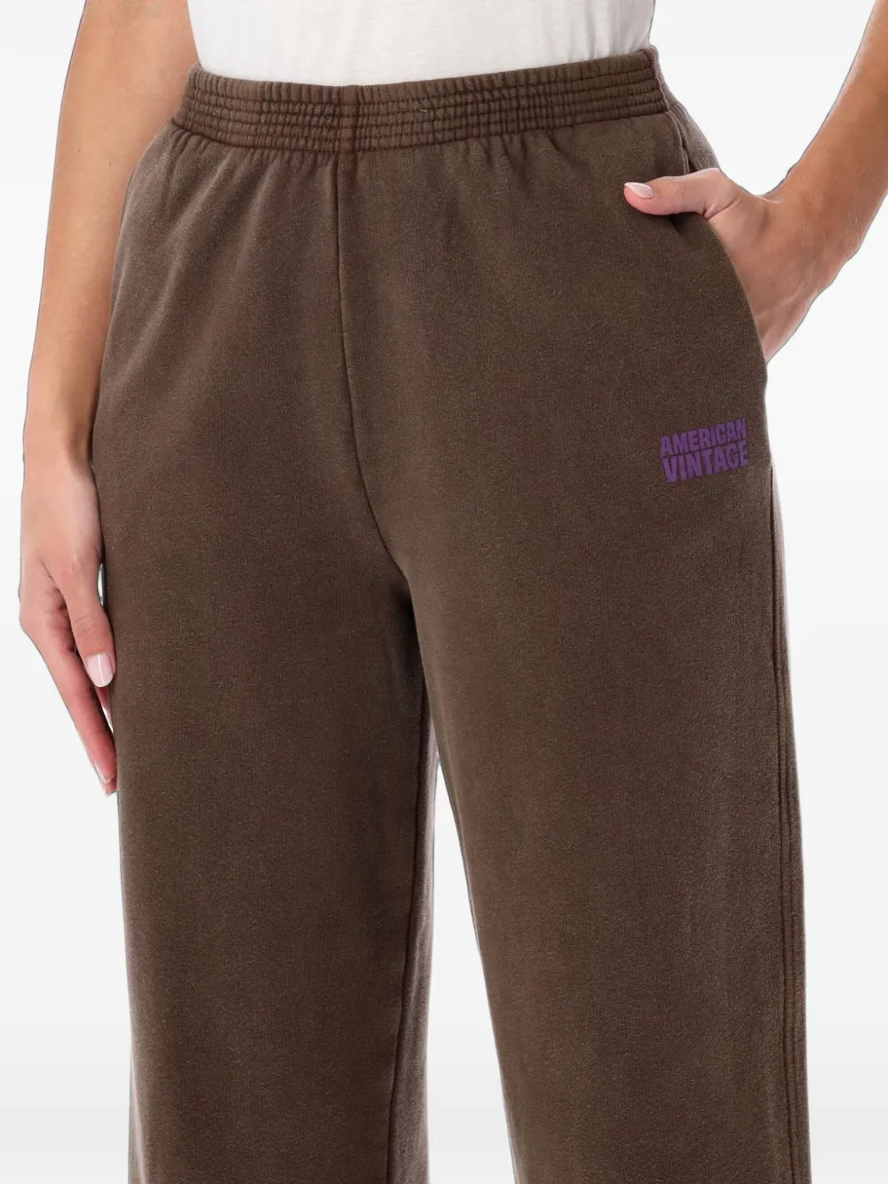 American Vintage Plizzy trainingsbroek met logo-print Bruin