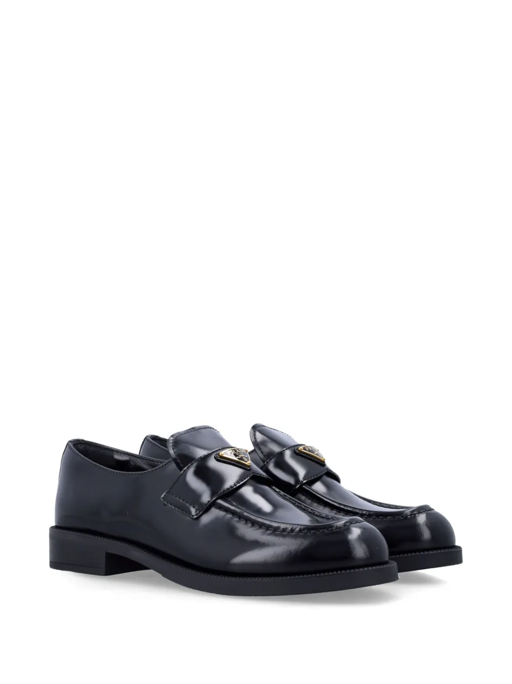Prada brushed leather loafers Zwart