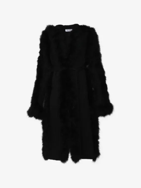 The Attico feather-trim belted coat