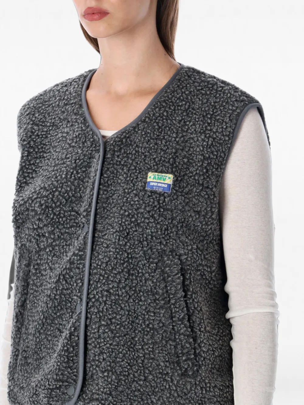 American Vintage Hoktown fleece bodywarmer met logo-patch Grijs
