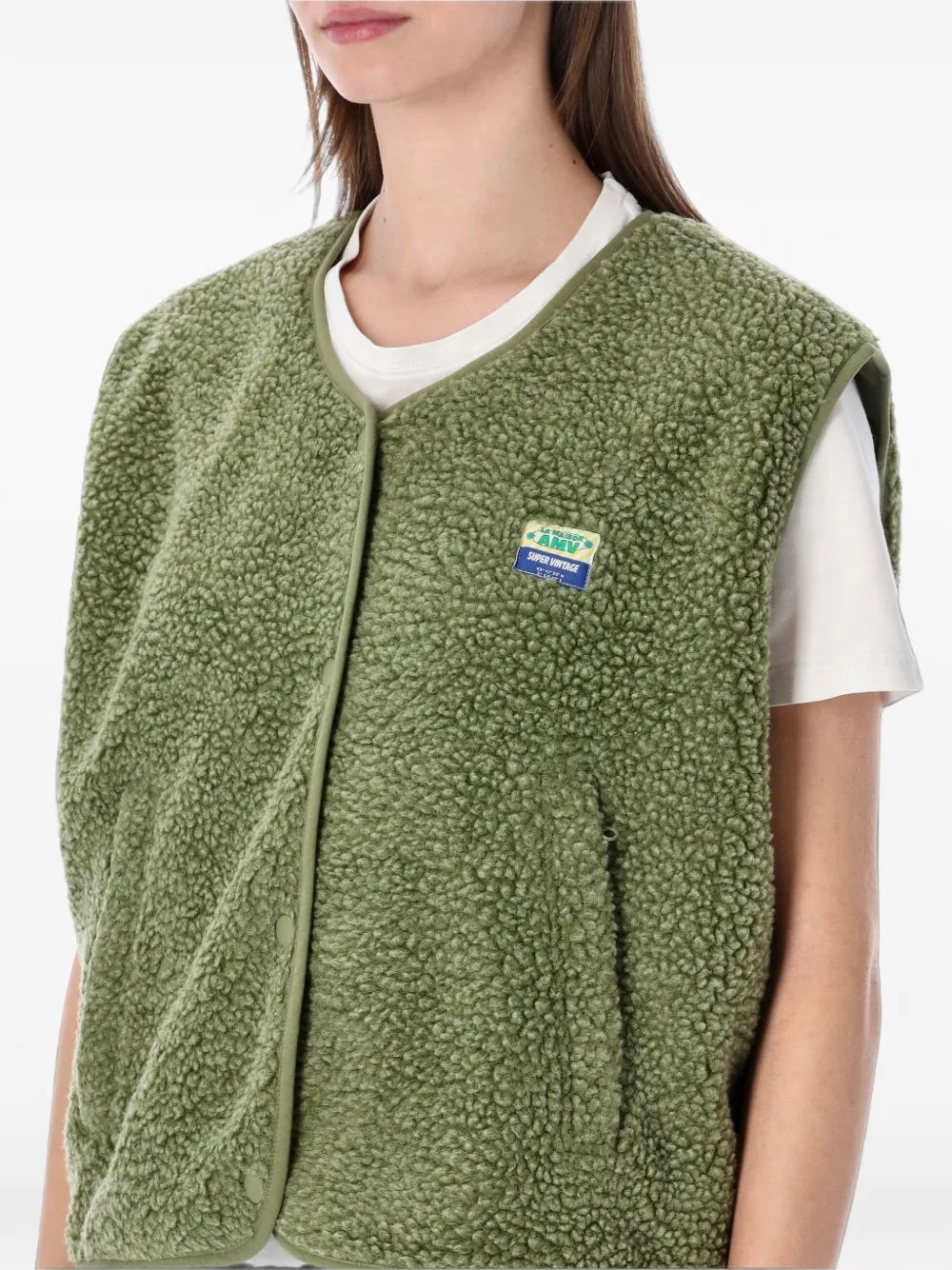 American Vintage Hoktown bodywarmer met fleece-textuur en logo-patch Groen