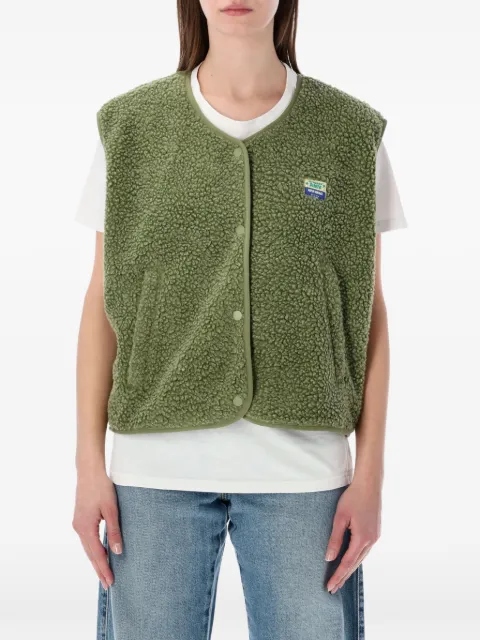 American Vintage Hoktown fleece-texture logo-patch gilet
