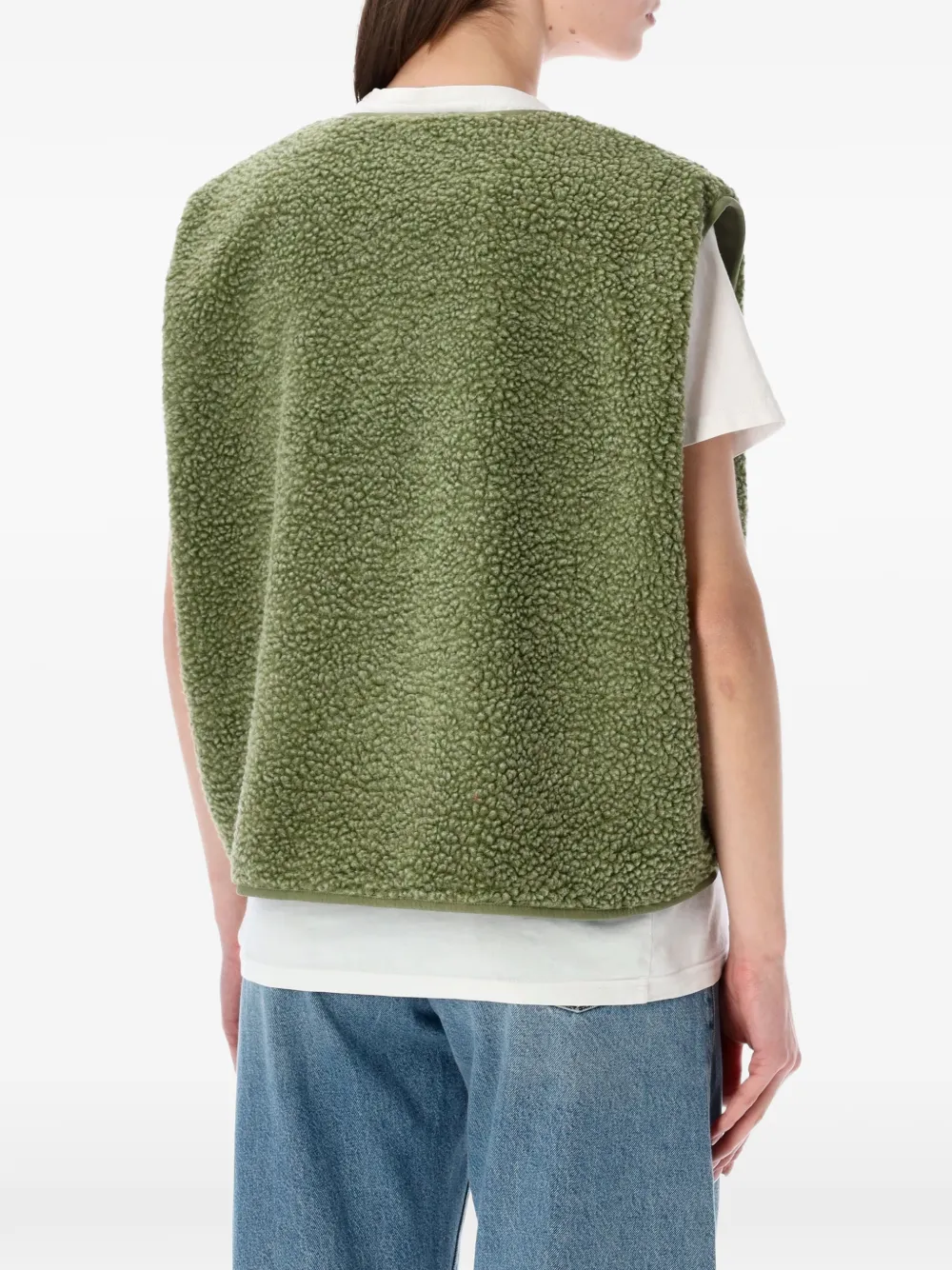 American Vintage Hoktown bodywarmer met fleece-textuur en logo-patch Groen