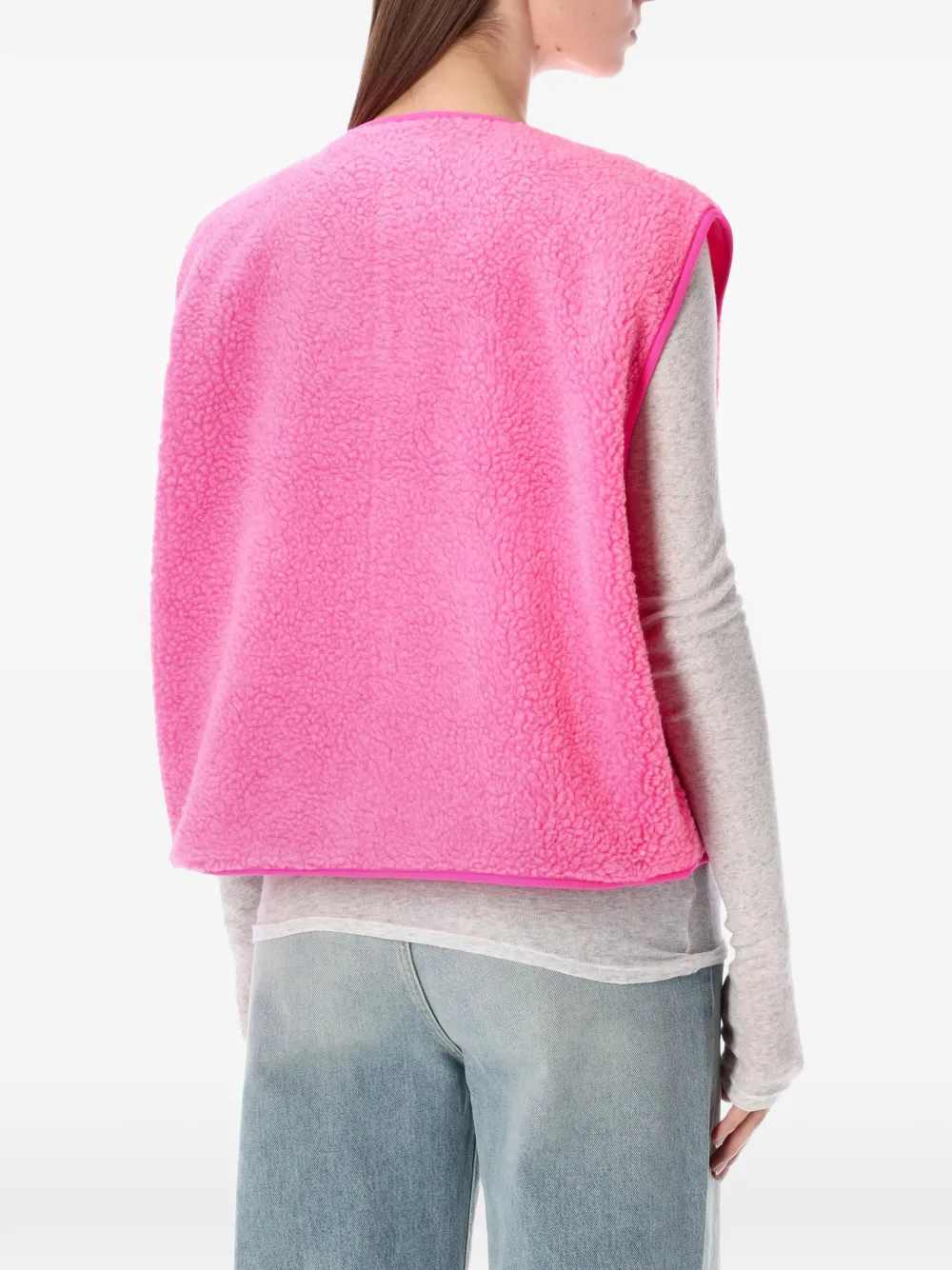 American Vintage Hoktown fleece-texture logo-patch gilet Roze