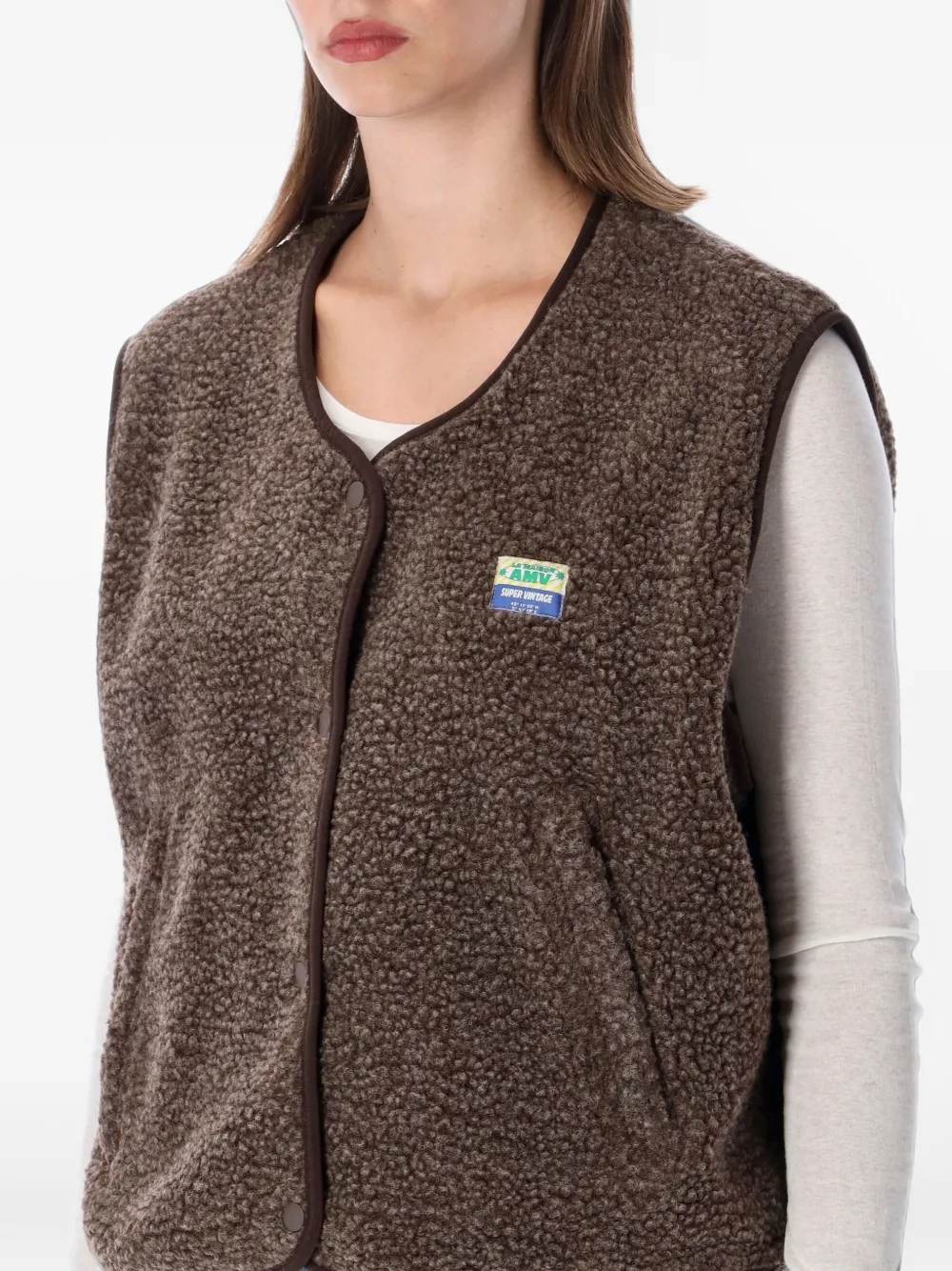 American Vintage Hoktown bodywarmer met fleece-textuur Bruin