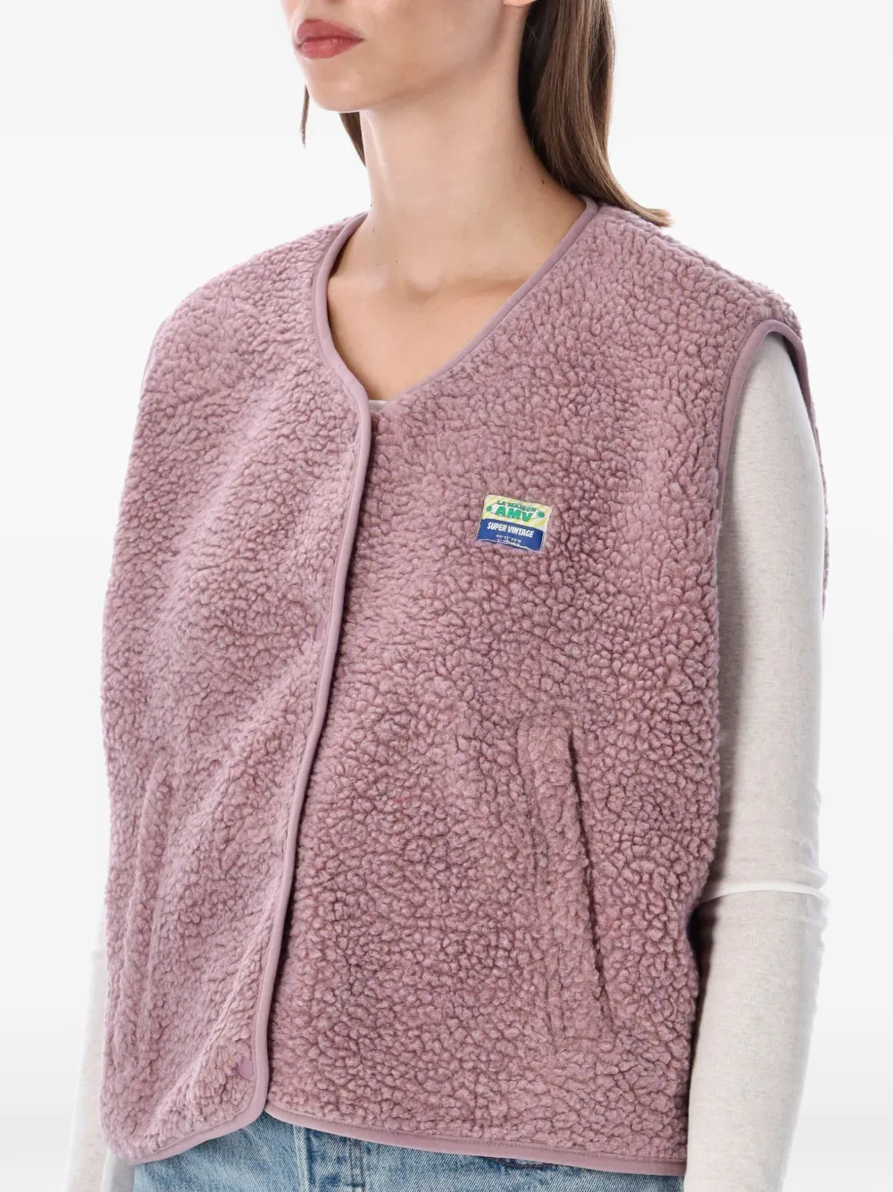 American Vintage Hoktown top met fleece-textuur en logo-patch Paars