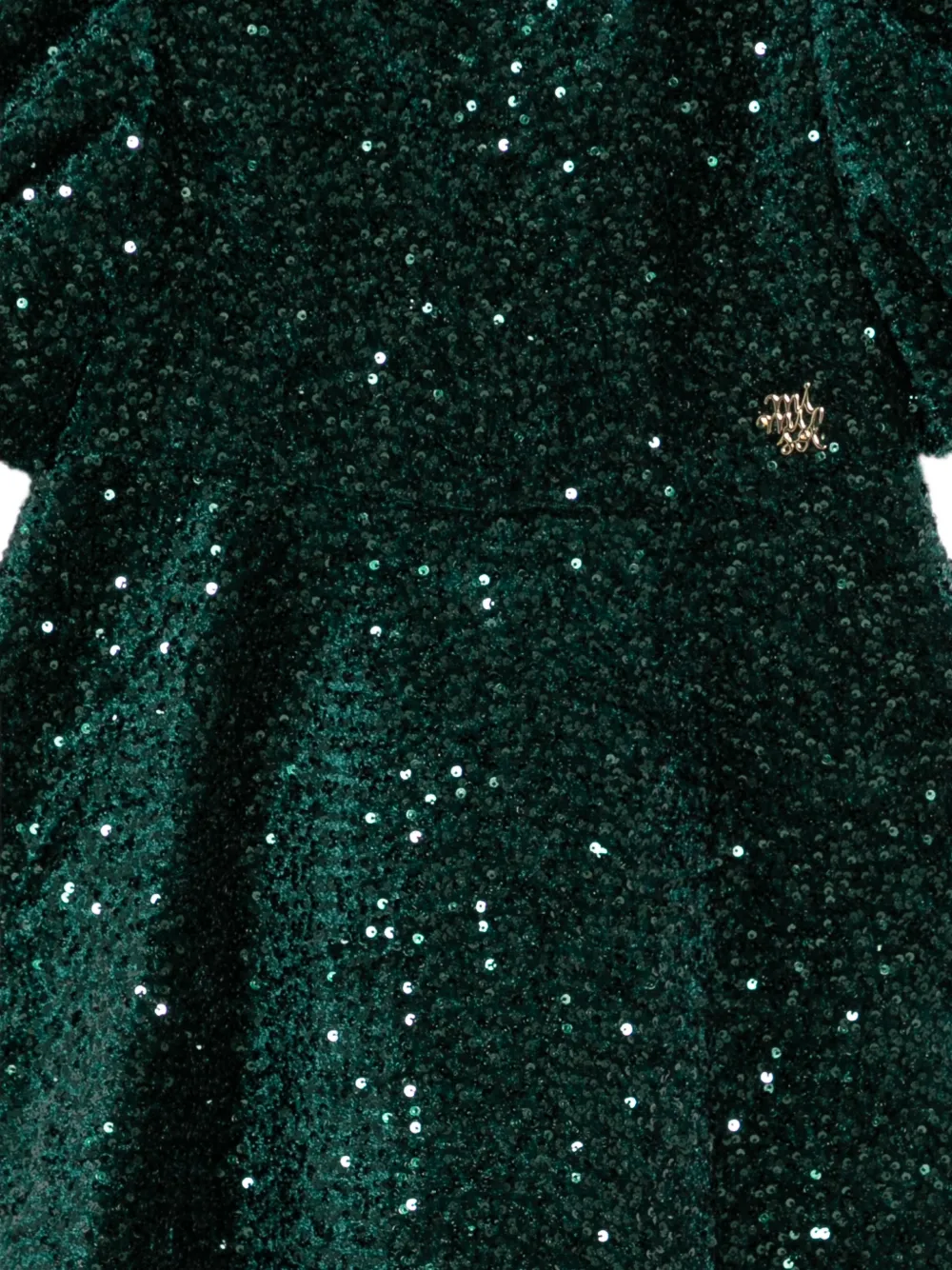Mi Sol Jurk verfraaid met pofmouwen en pailletten Groen