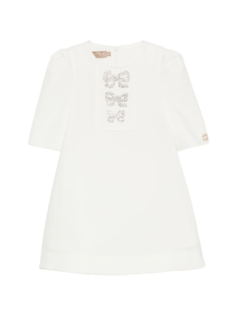 ELIE SAAB JUNIOR crystal-embellished bow-detail dress - Bianco