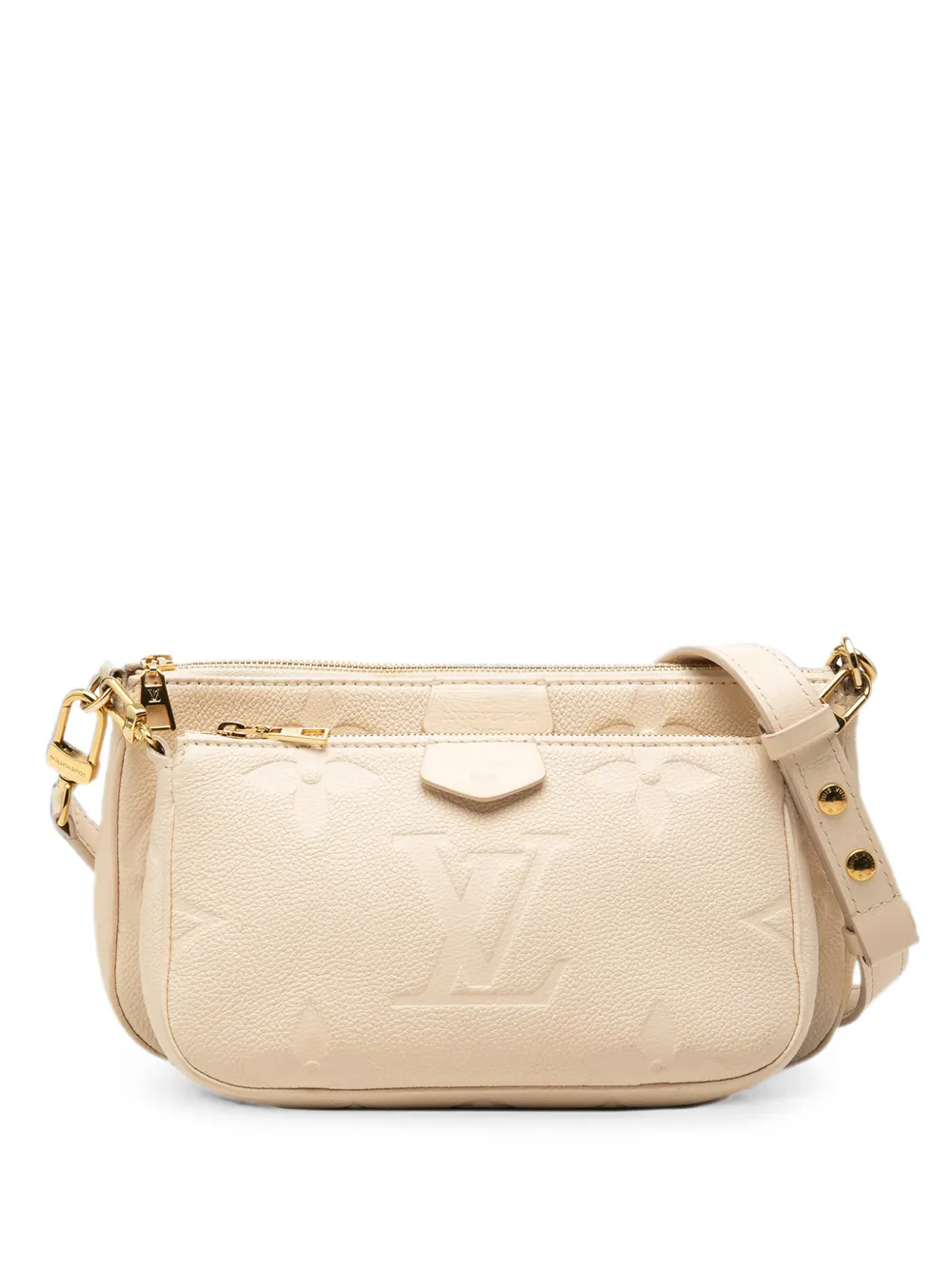 Pre-owned Louis Vuitton 2021 Monogram Giant Empreinte Multi Pochette Accessoires Satchel In White