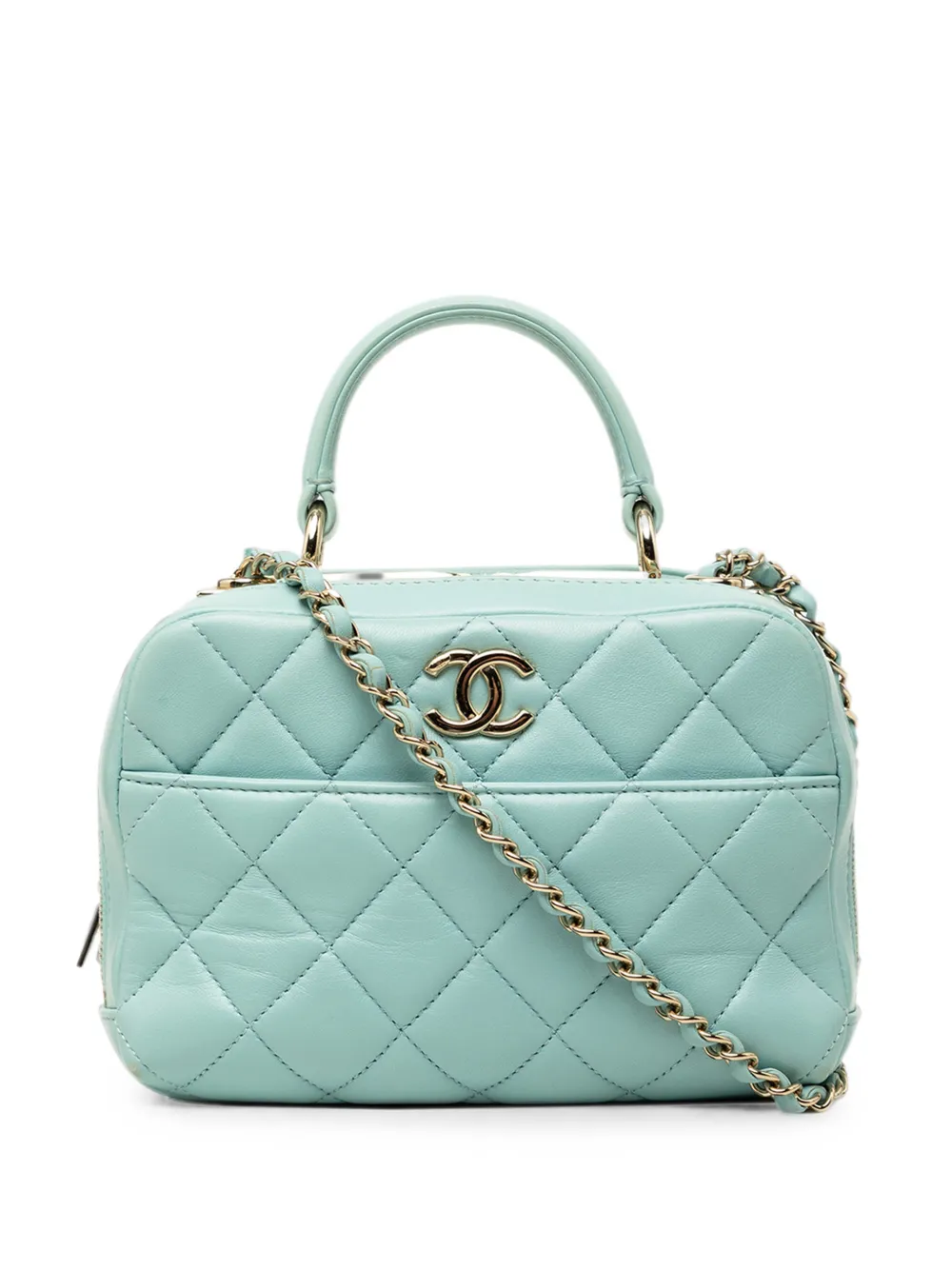 CHANEL Pre-Owned 2019 Small Lambskin Trendy CC Bowling Bag satchel - Blu