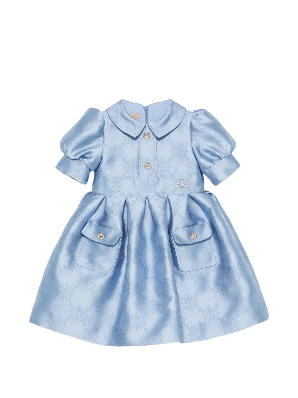 ELIE SAAB JUNIOR jacquard-woven pleated dress - Blu