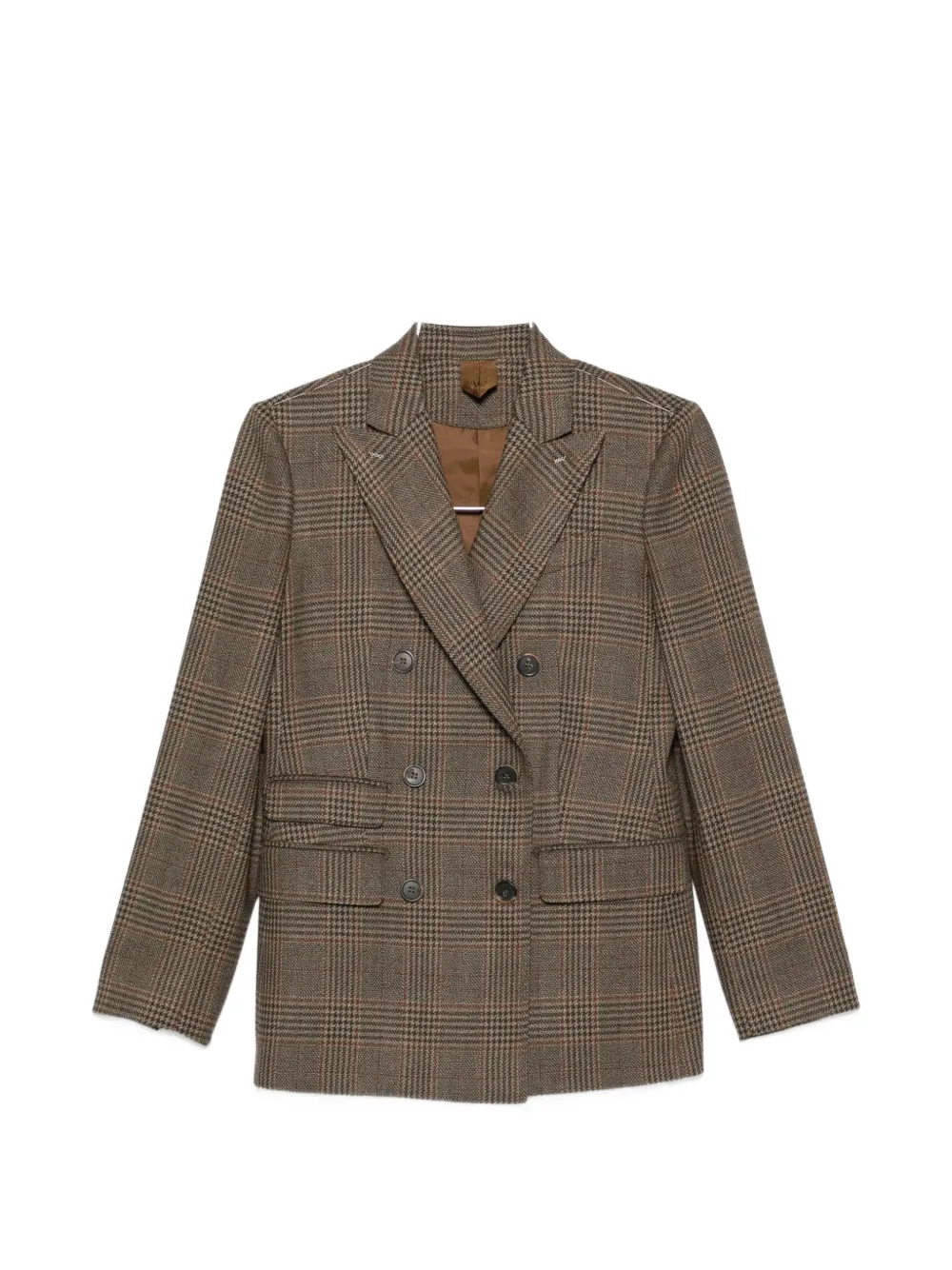 Max Mara double-breasted checked blazer - Braun