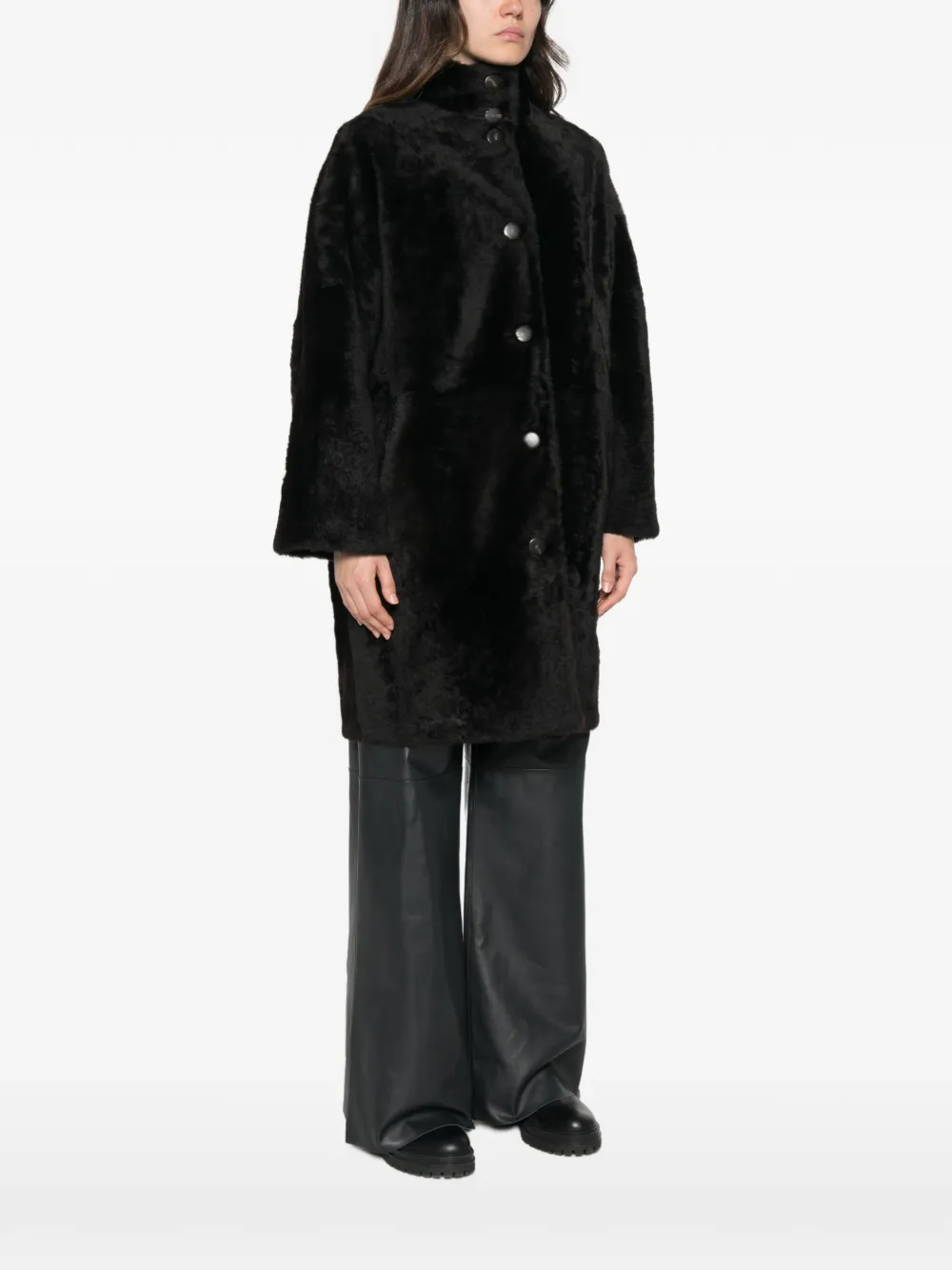 Yves Salomon Omkeerbare lammy coat Zwart
