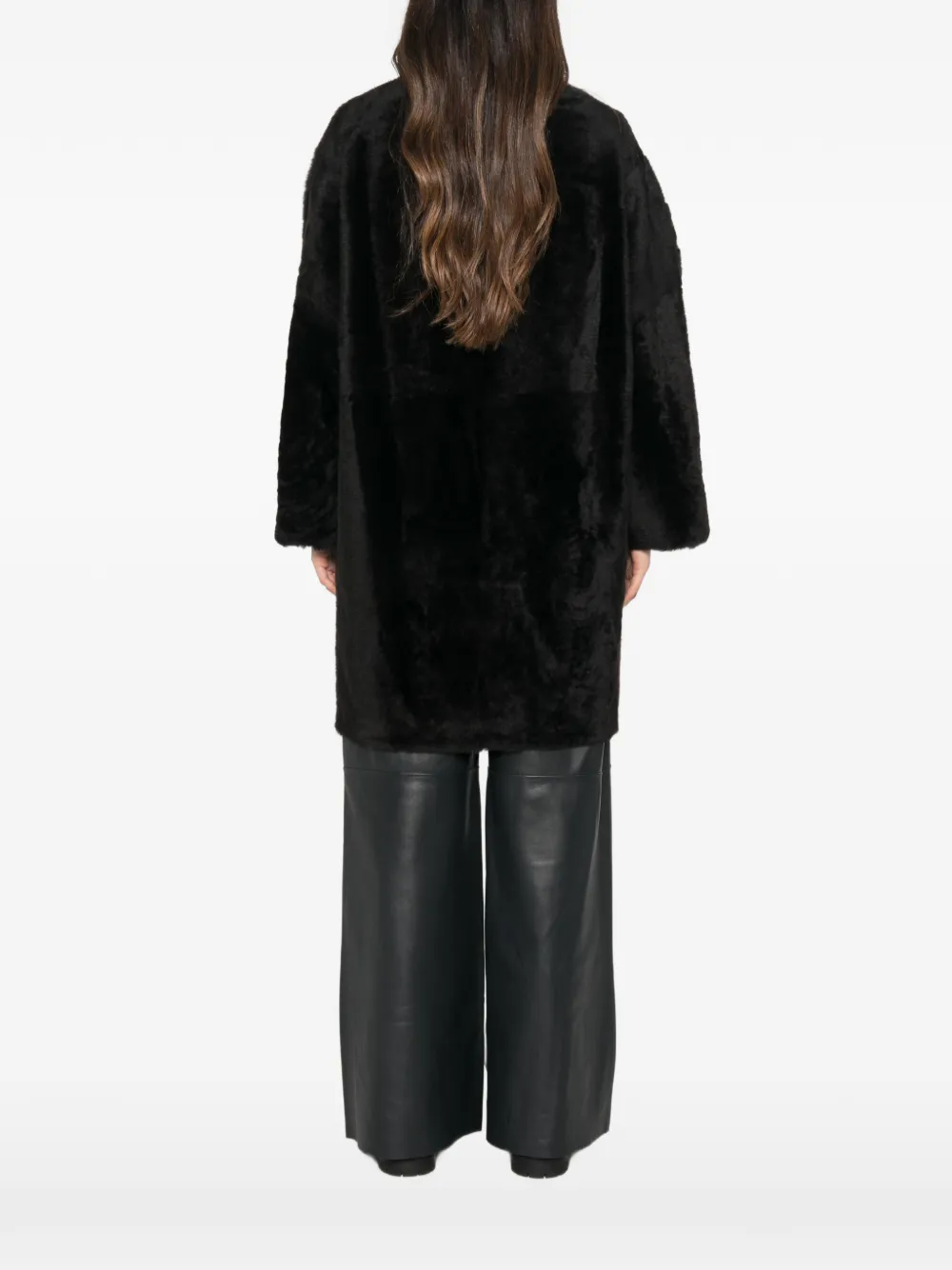 Yves Salomon Omkeerbare lammy coat Zwart