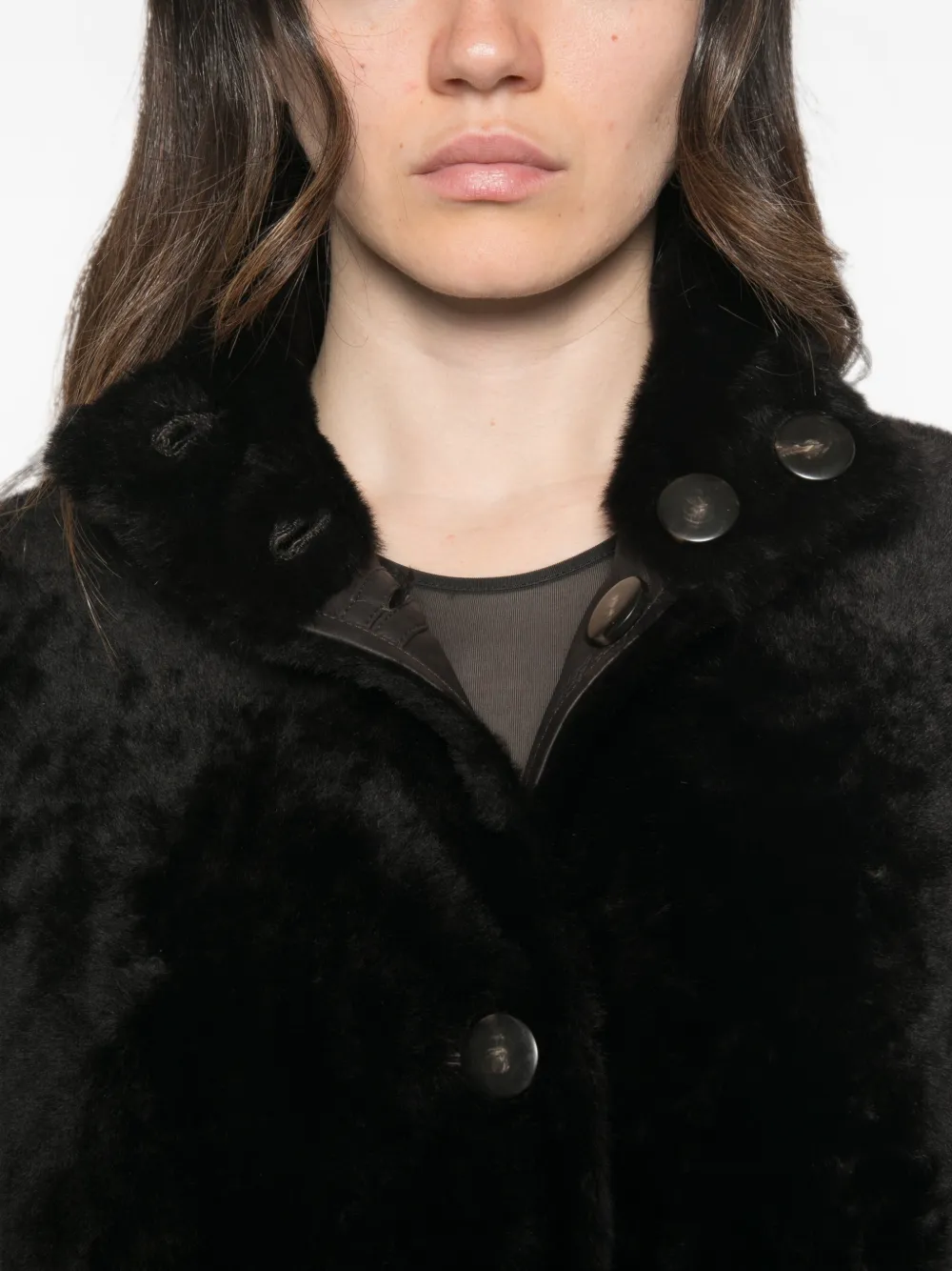 Yves Salomon Omkeerbare lammy coat Zwart