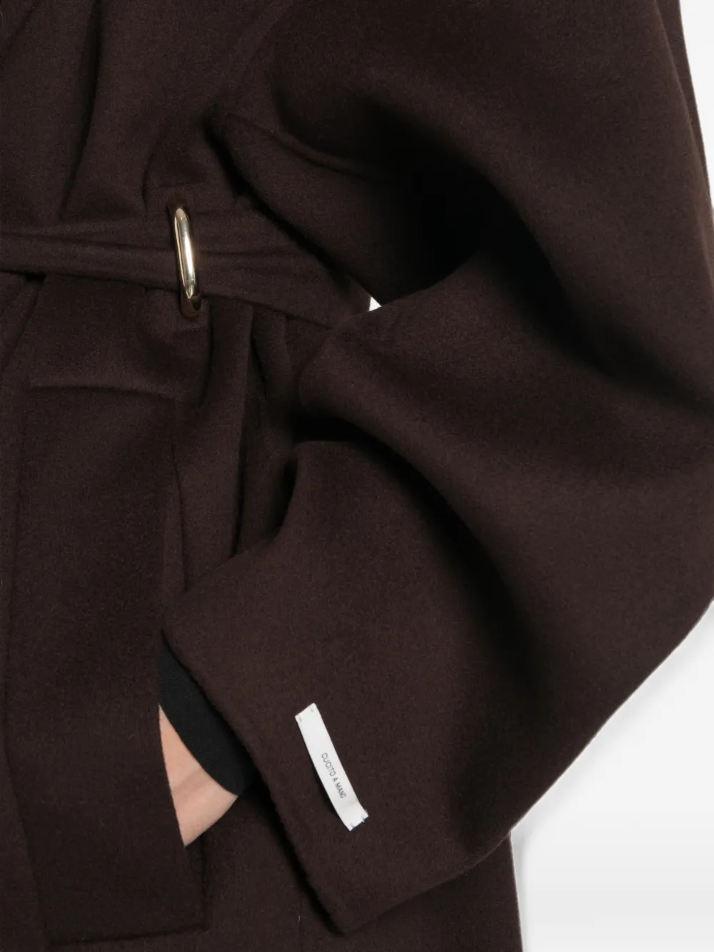 Sportmax Hooded Belted Coat in Brown, view 5