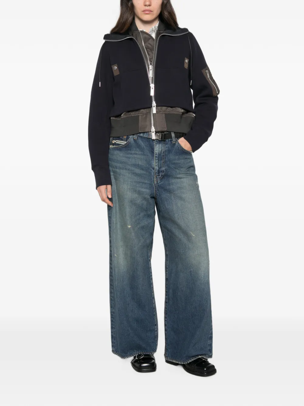 sacai Jeans met wijde pijpen Blauw