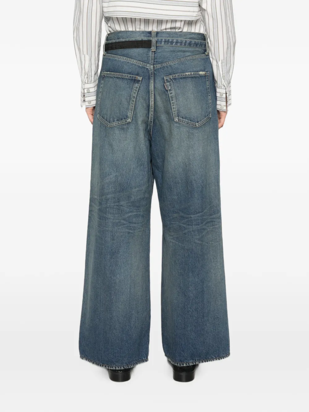 sacai Jeans met wijde pijpen Blauw