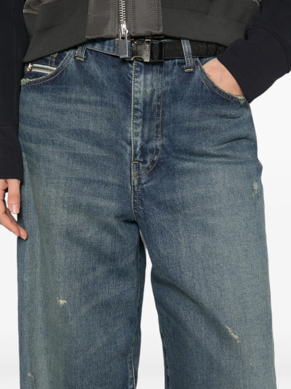 sacai Jeans met wijde pijpen Blauw