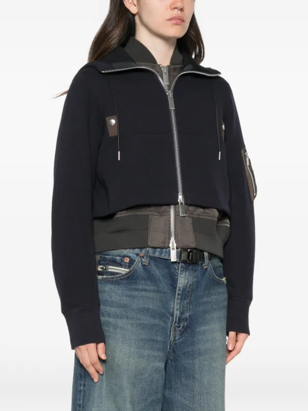 Sacai レイヤードジャケット ドッキングジャケット ネイビー XS Sacai レイヤード ジャケット | ブルー | FARFETCH JP