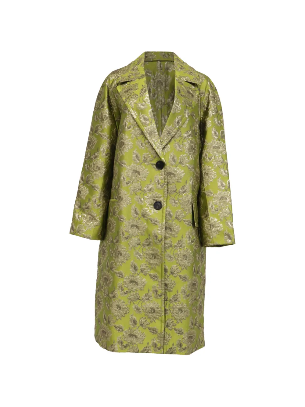 Prada Pre-Owned floral-brocade raglan-sleeve coat - Grün
