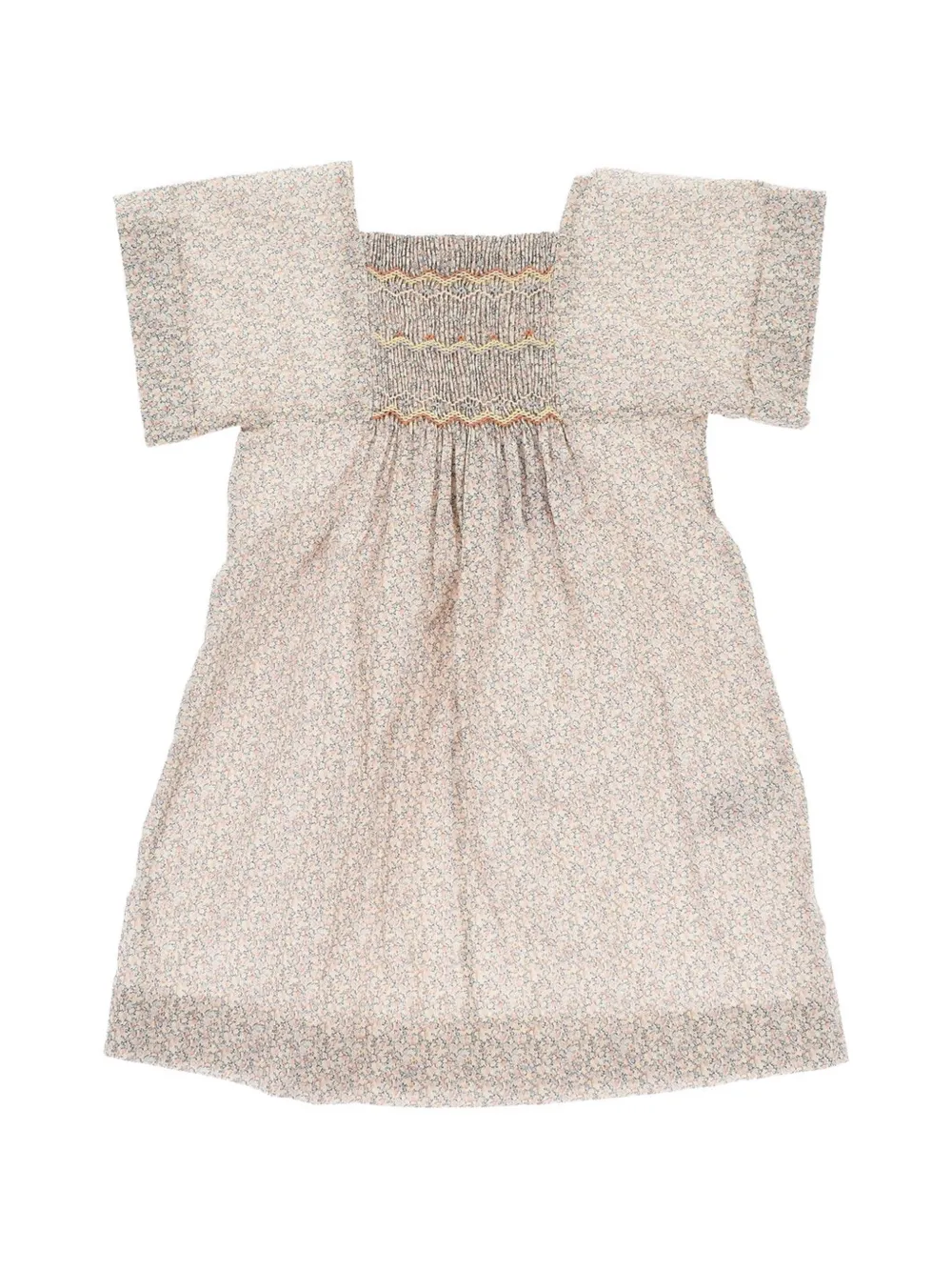 Bonpoint robe Paysanne à fleurs imprimées et smocks - Rose