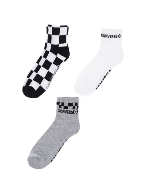Converse check-pattern logo-print socks (set of three)