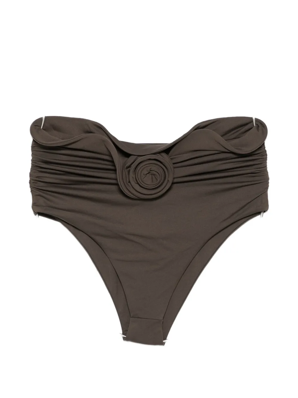 Magda Butrym rosette-detail ruched bikini bottoms - Marrone