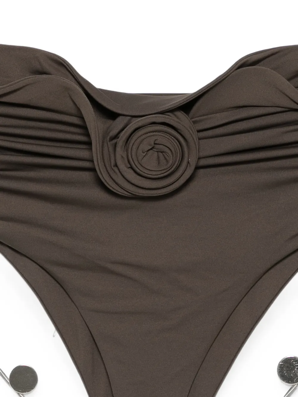 Magda Butrym Bikinislip met rozet-detail en ruches Bruin