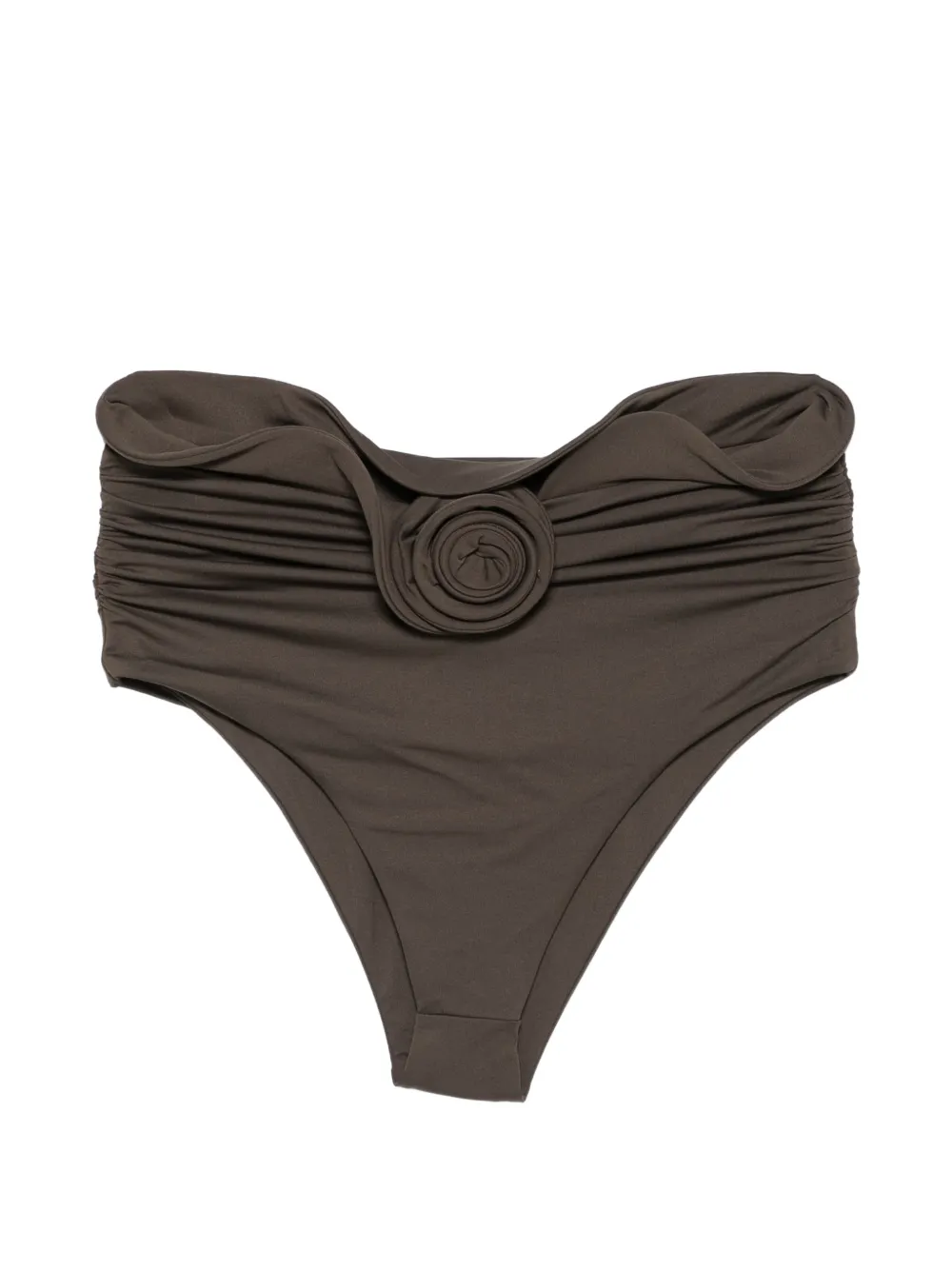 Magda Butrym rosette-detail ruched bikini bottoms - Marrone