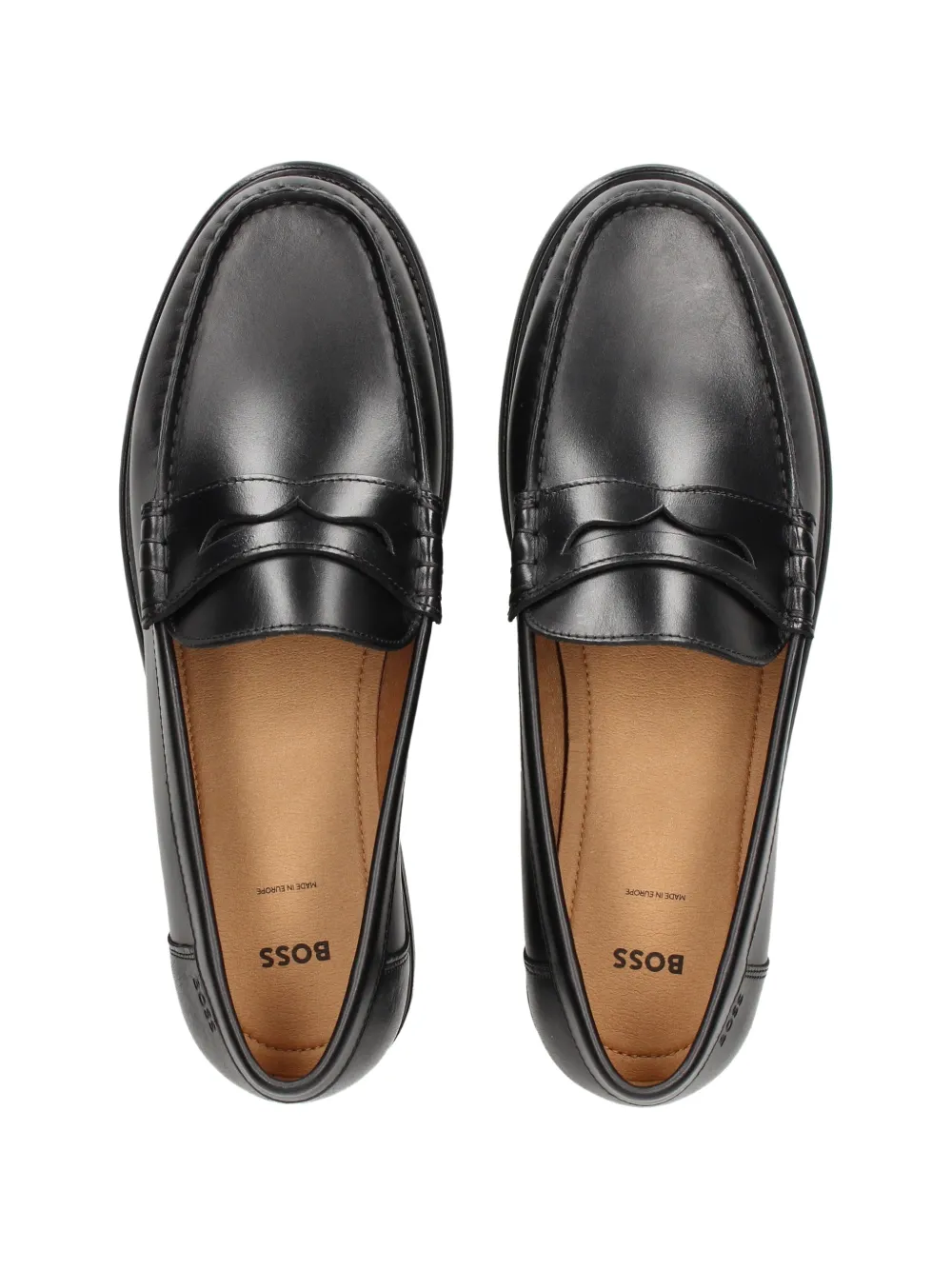BOSS Leren mocassins met penny afwerking Zwart