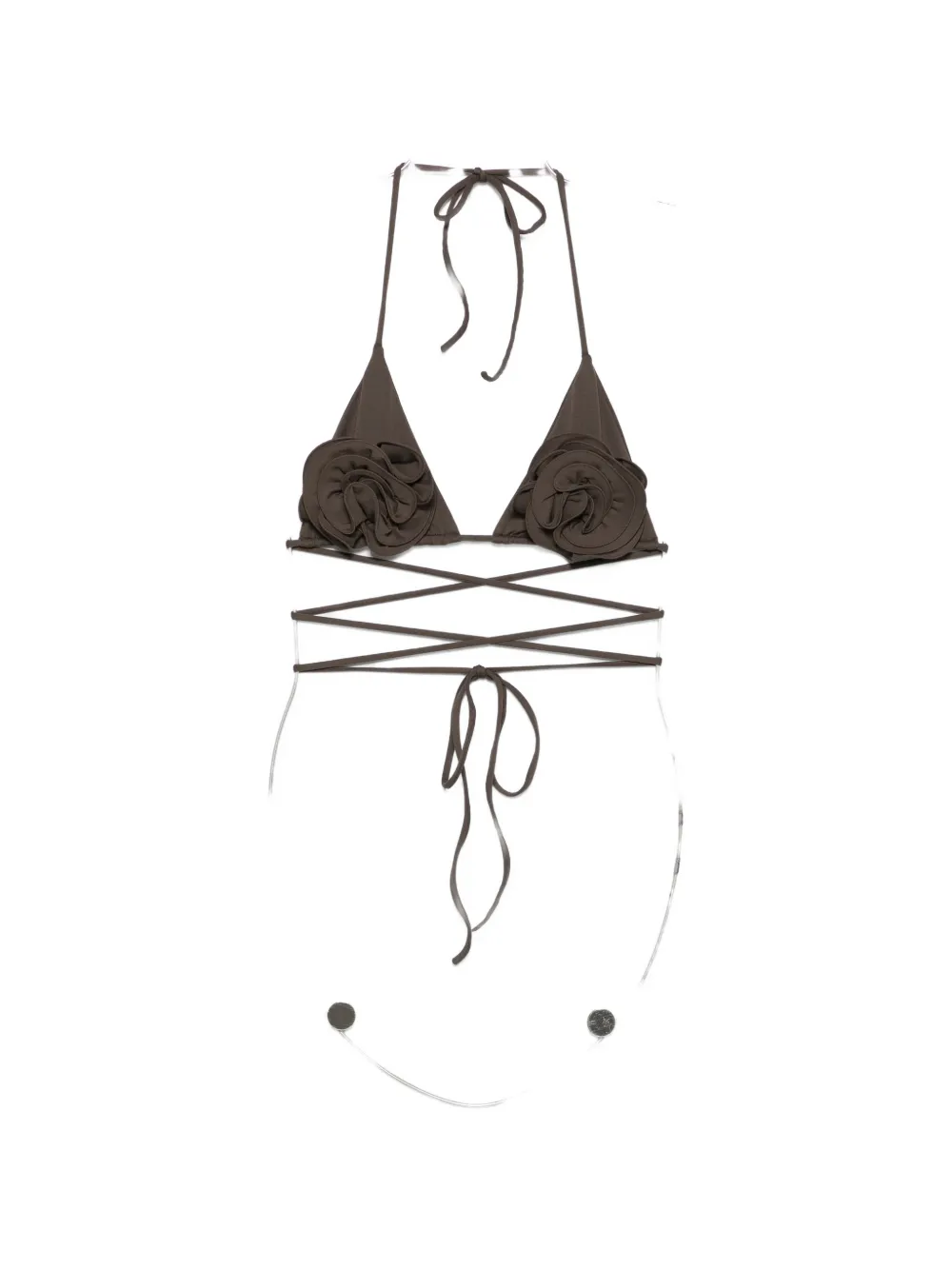 Magda Butrym wrap-around halterneck bikini top - Marrone