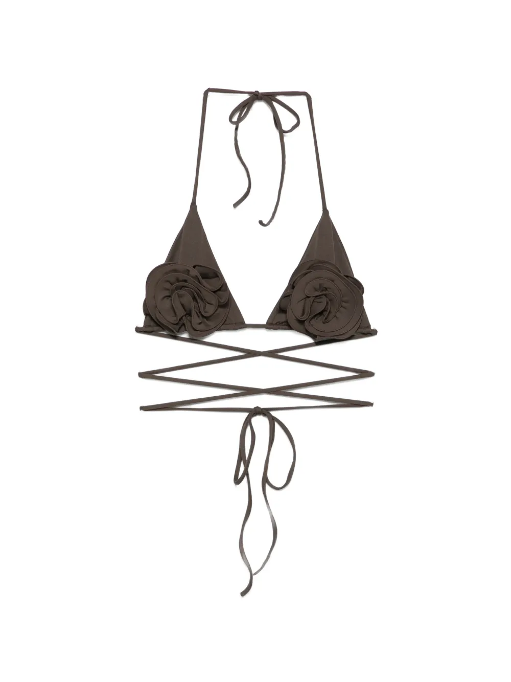 Magda Butrym wrap-around halterneck bikini top - Marrone
