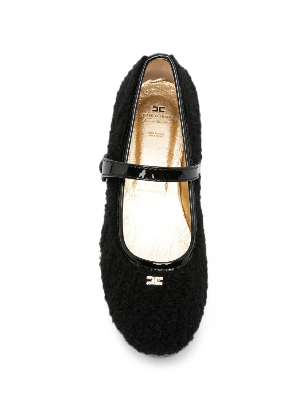 Elisabetta Franchi La Mia Bambina bouclé ballerinas Zwart