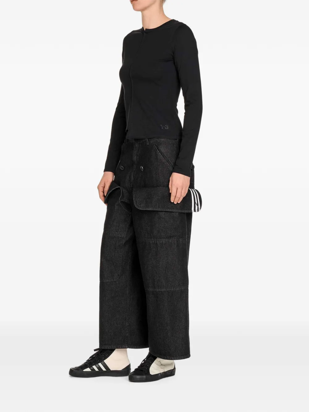 Y-3 Getailleerd T-shirt Zwart