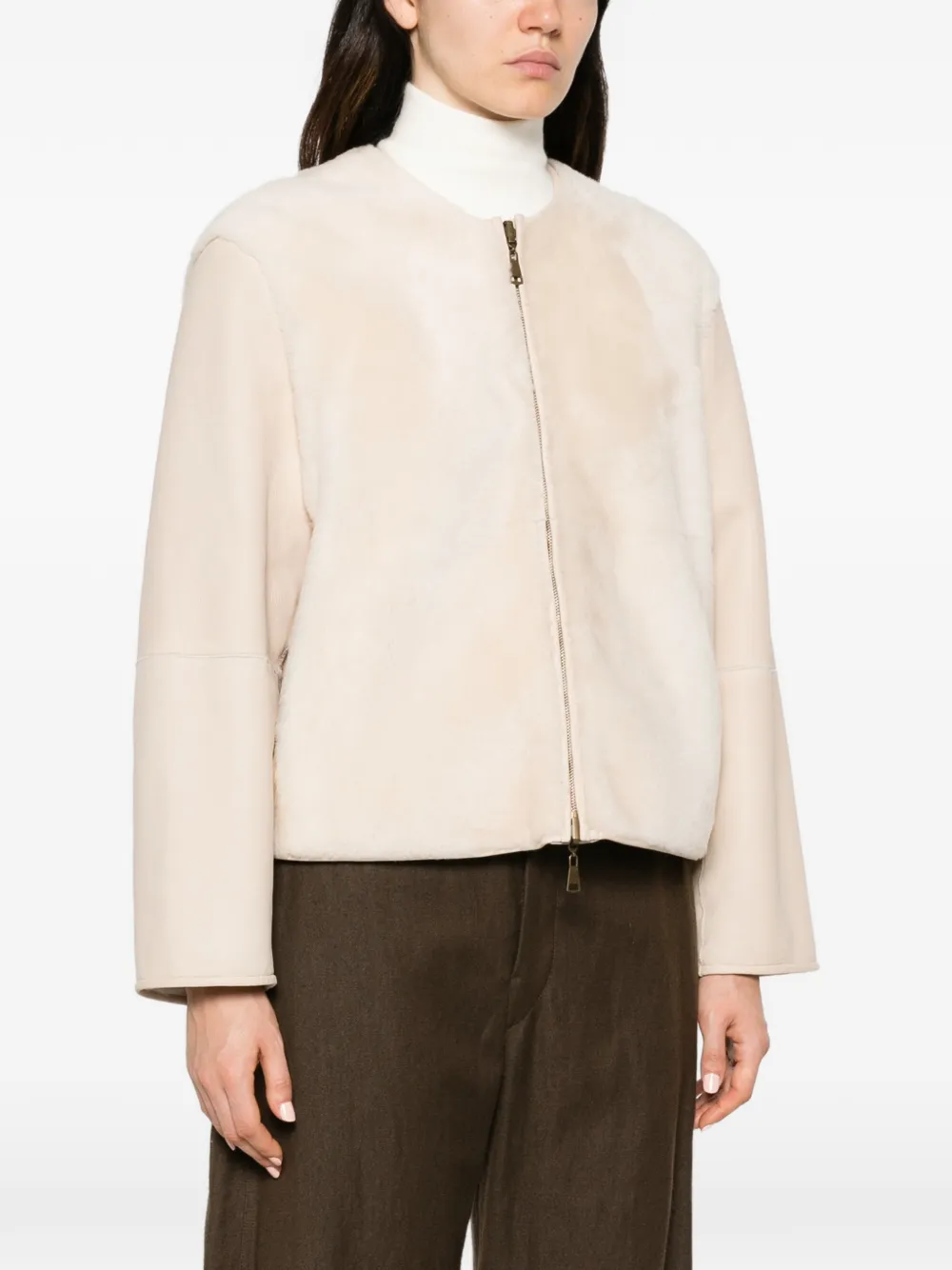 Max Mara shearling panel jacket Beige