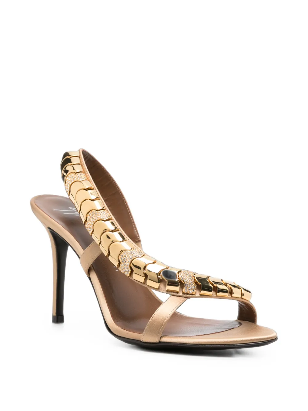 Giuseppe Zanotti Satijnen sandalen met verfraaid bandje Beige