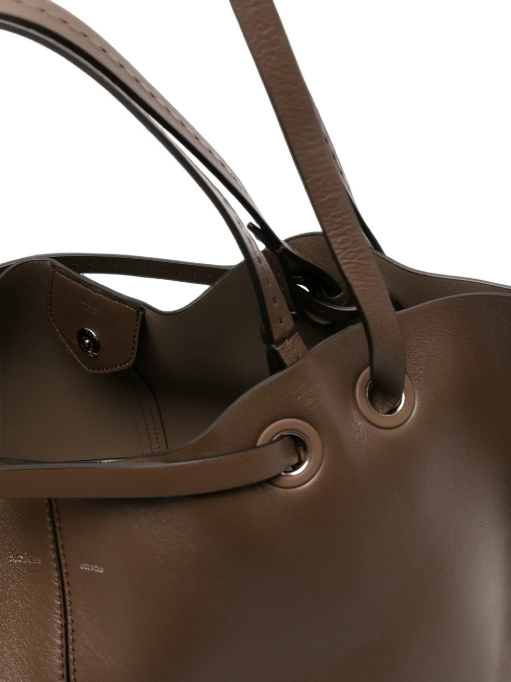 Max Mara Leren shopper Bruin