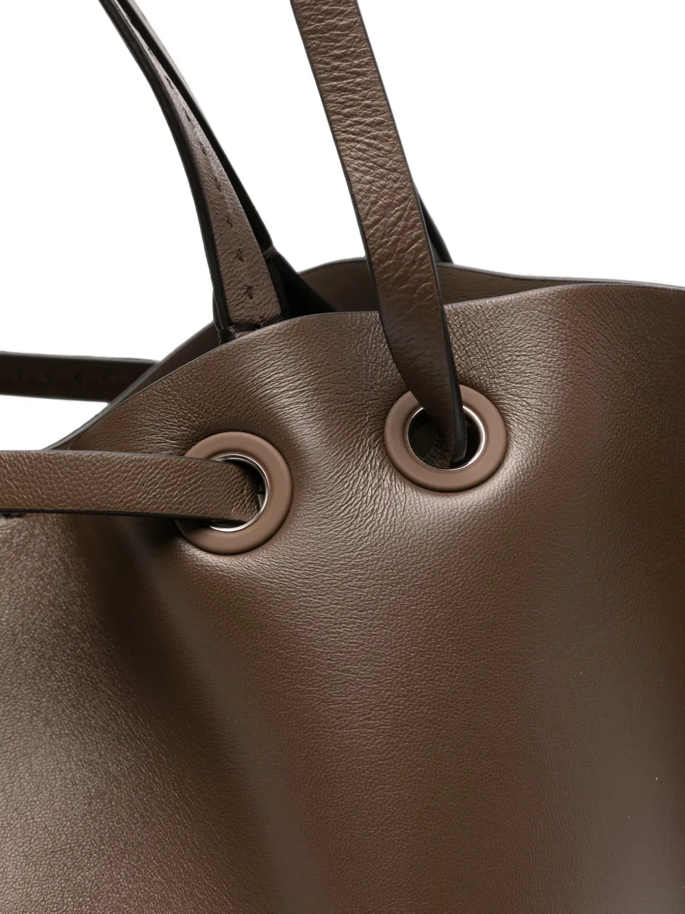 Max Mara Leren shopper Bruin
