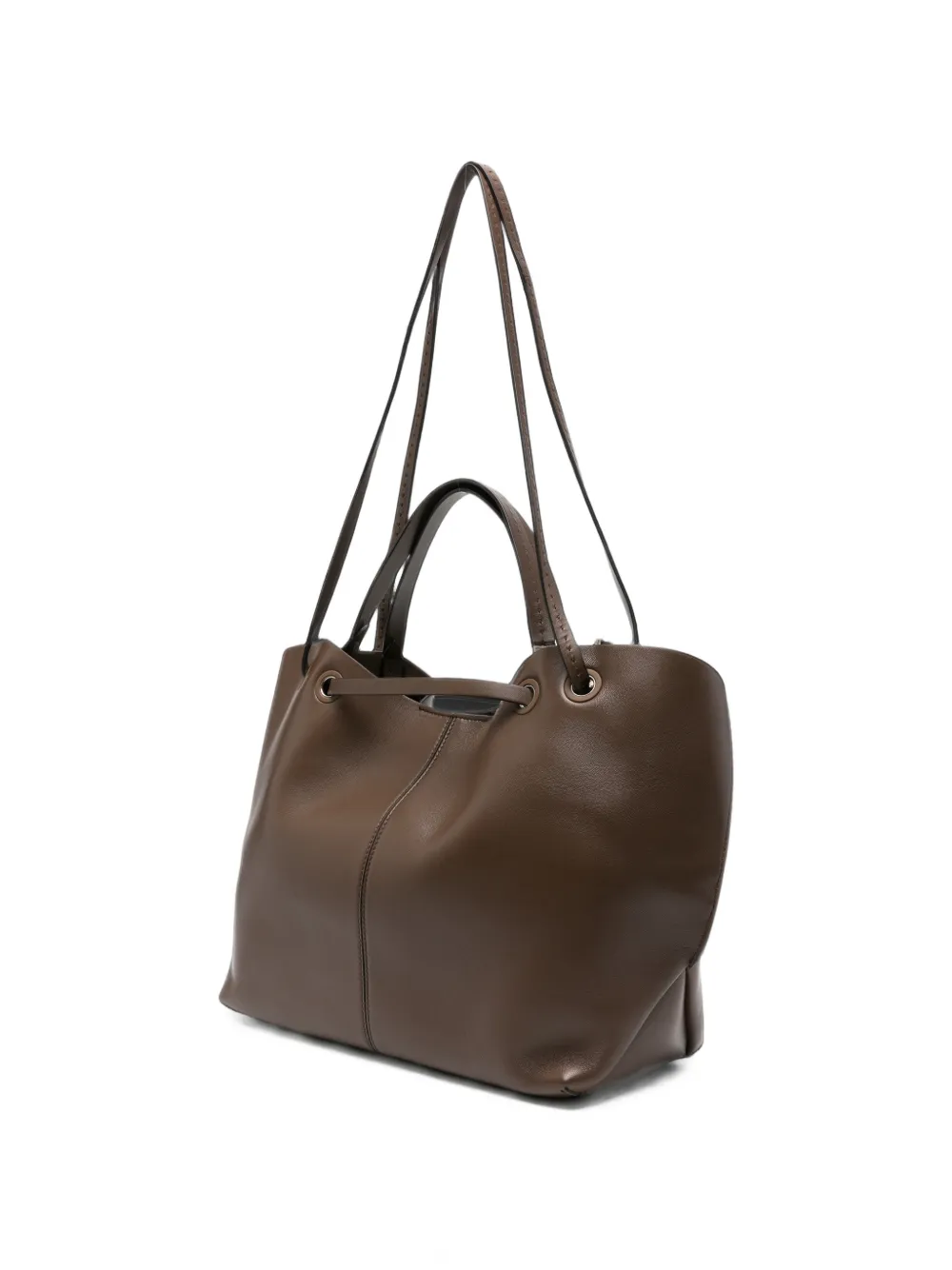 Max Mara Leren shopper Bruin