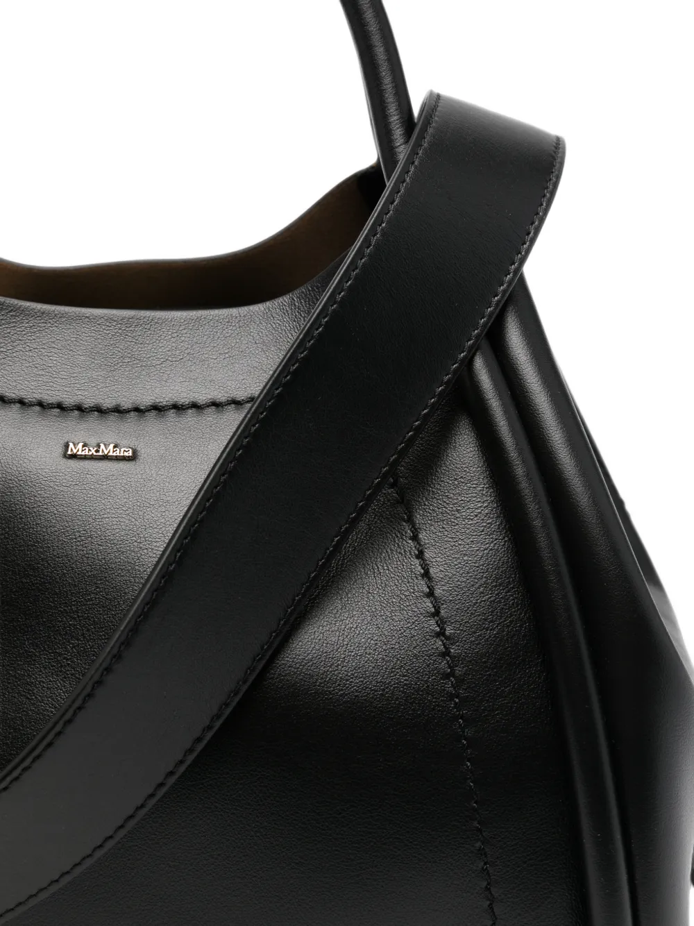Max Mara Marine leren bucket-tas Zwart