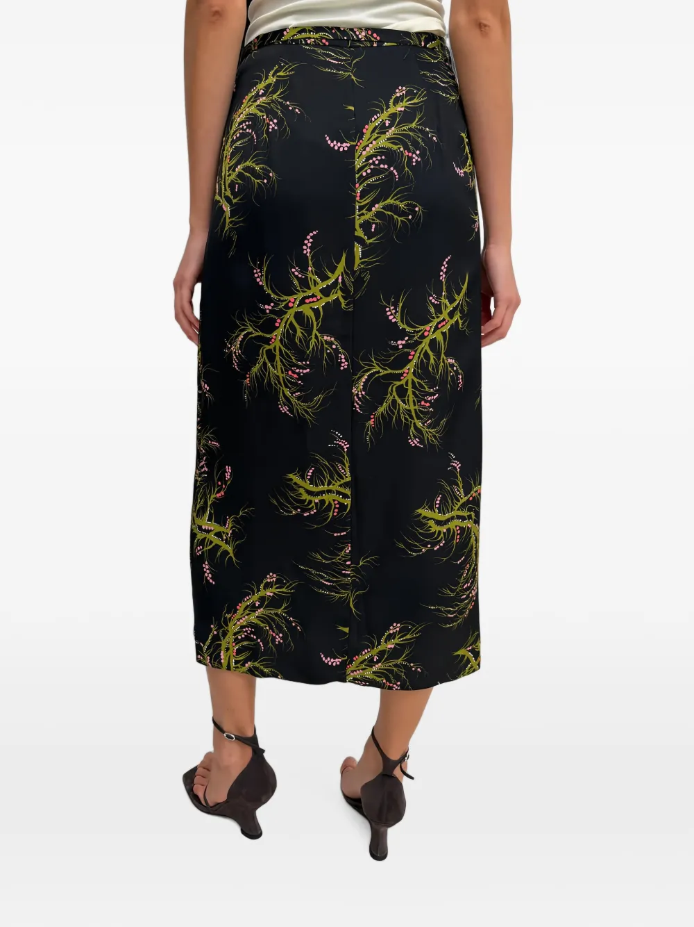 Rodebjer Verona midi-wikkelrok met bloemenprint Zwart
