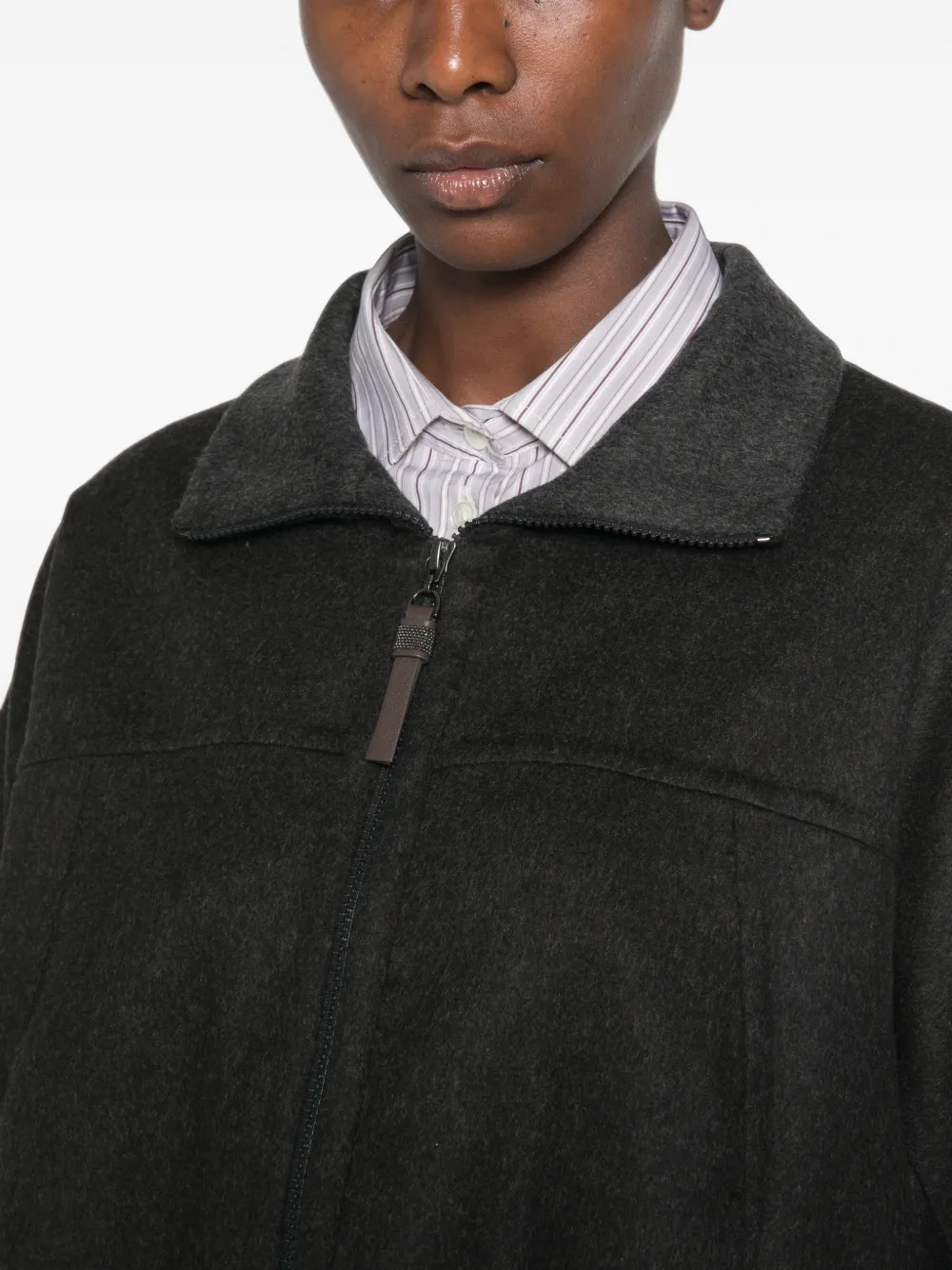 Brunello Cucinelli Bomberjack met elastische zoom en rits Grijs