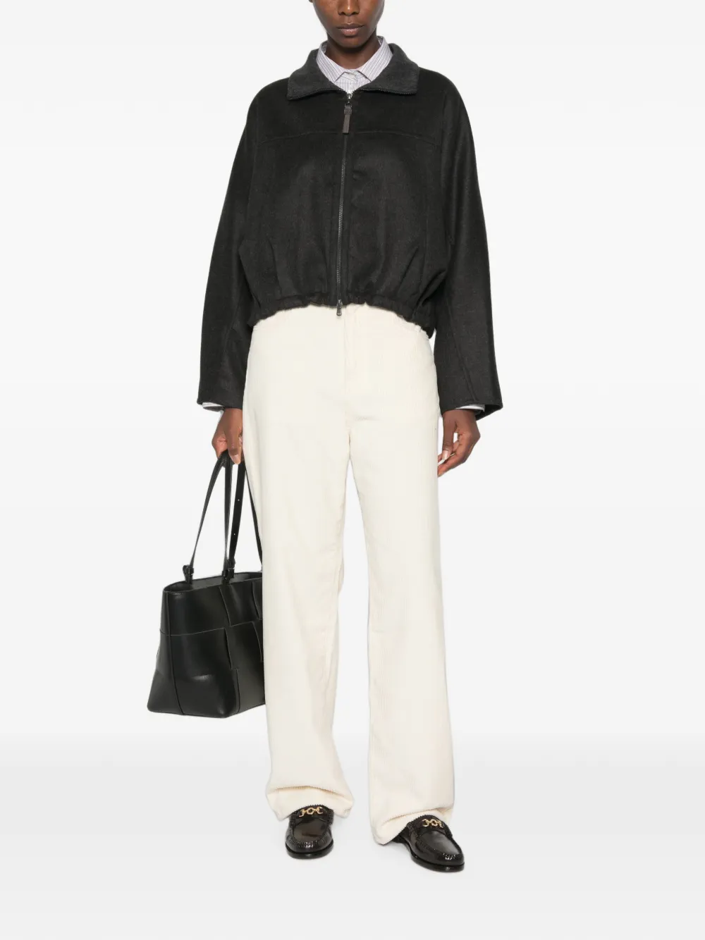Brunello Cucinelli Bomberjack met elastische zoom en rits Grijs