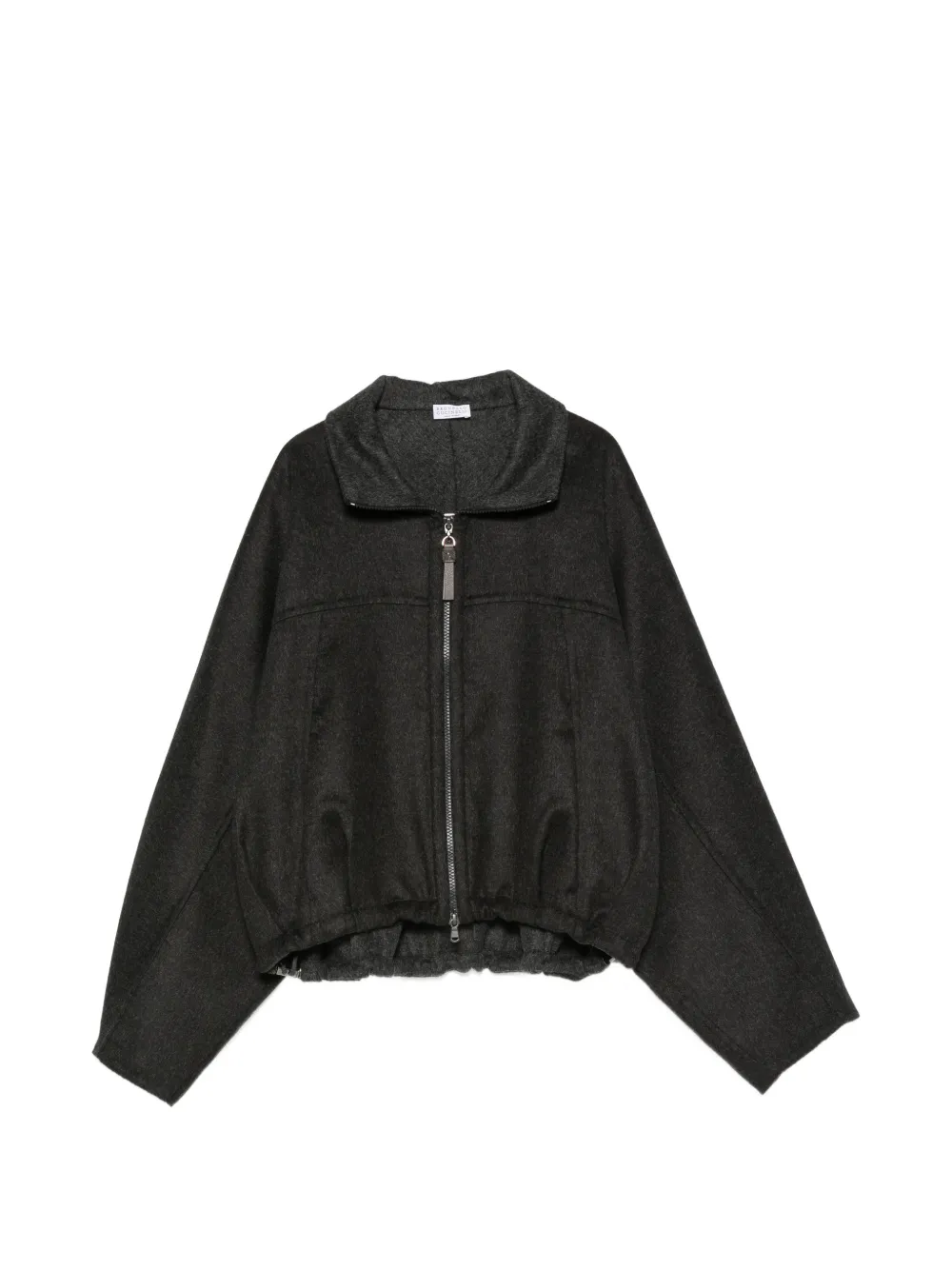 Brunello Cucinelli Bomberjacke mit elastischem Saum und Reißverschluss - Grau